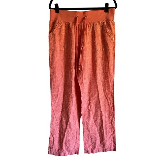 Guess Coral Linen/Cotton pants w/ Soft Elastic waistband Size Large - Picture 1 of 10